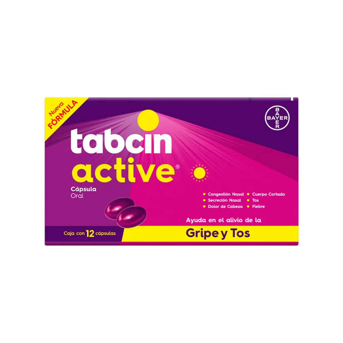 7501008499689_01 TABCIN ACTIVE 325MG/10MG 12CAPS - Image 1
