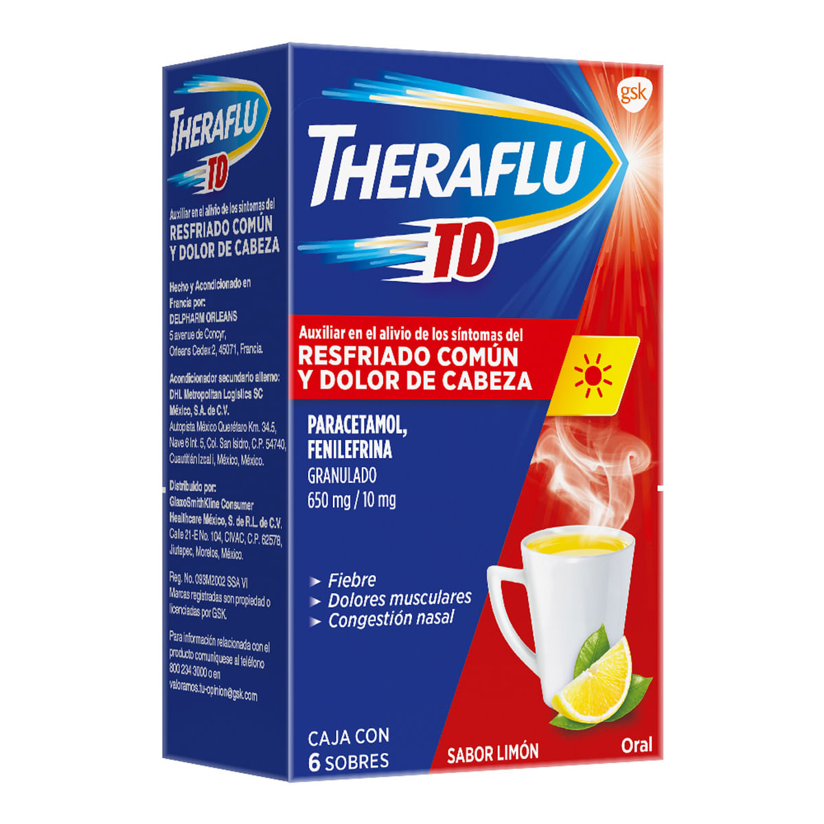 7501065008442_01 THERAFLU EXROJO 10 MG 6 SB - Image 1